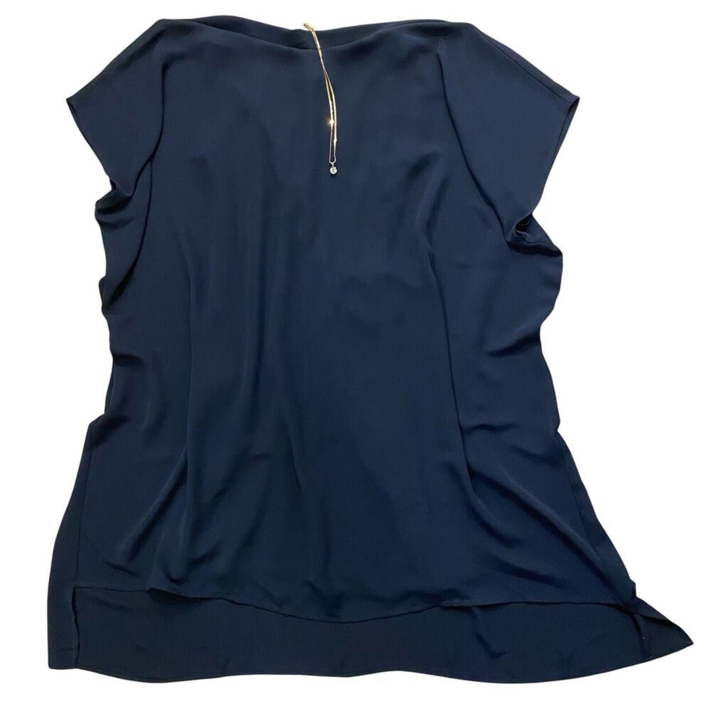 NEW J Jill PXS Dress NAVY Shift Loose Boxy Sheer Overlay / Fitted Lining Rayon